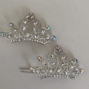 Rhinestone crown hair clips